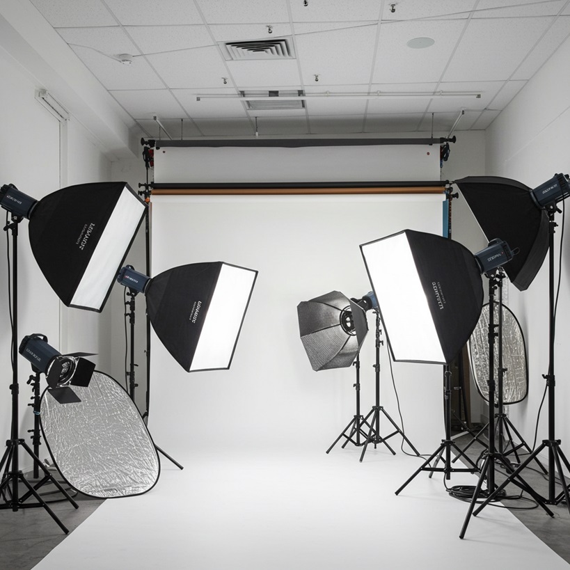 disposizione luci in studio fotografico